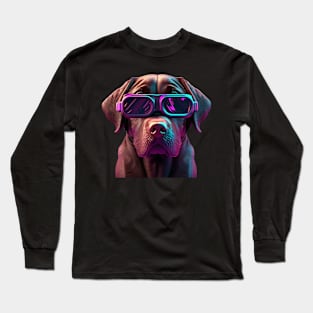 Futuristic Dog in a Vaporwave Style Long Sleeve T-Shirt